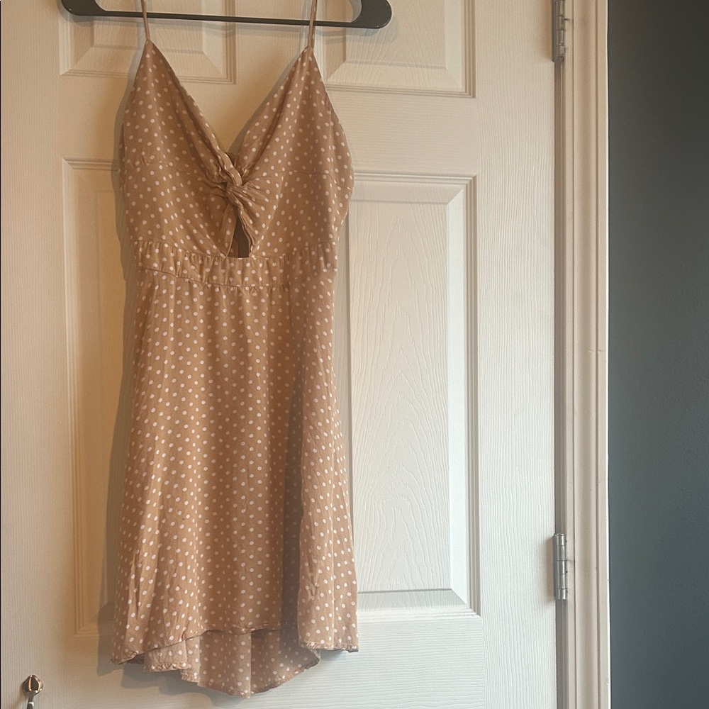 Polka Dot Tan Dress